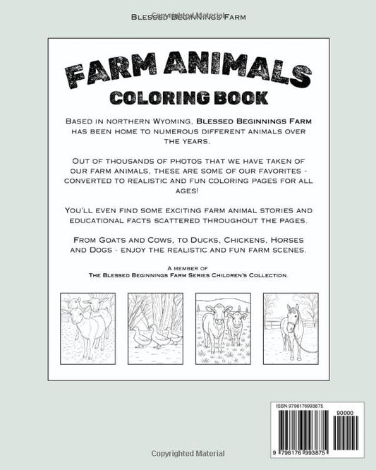 FARM ANIMALS COLORING BOOK - WITH EDUCATIONAL FARM FACTS (ALL AGES)