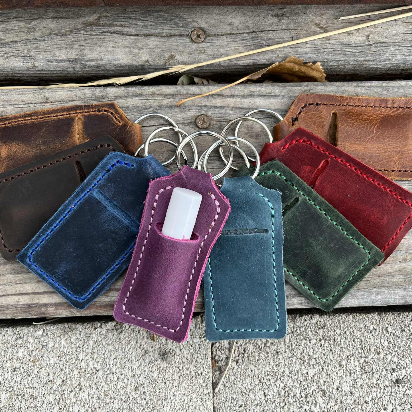 LEATHER ROLL-ON ESSENTIAL OIL KEYRING HOLDERS