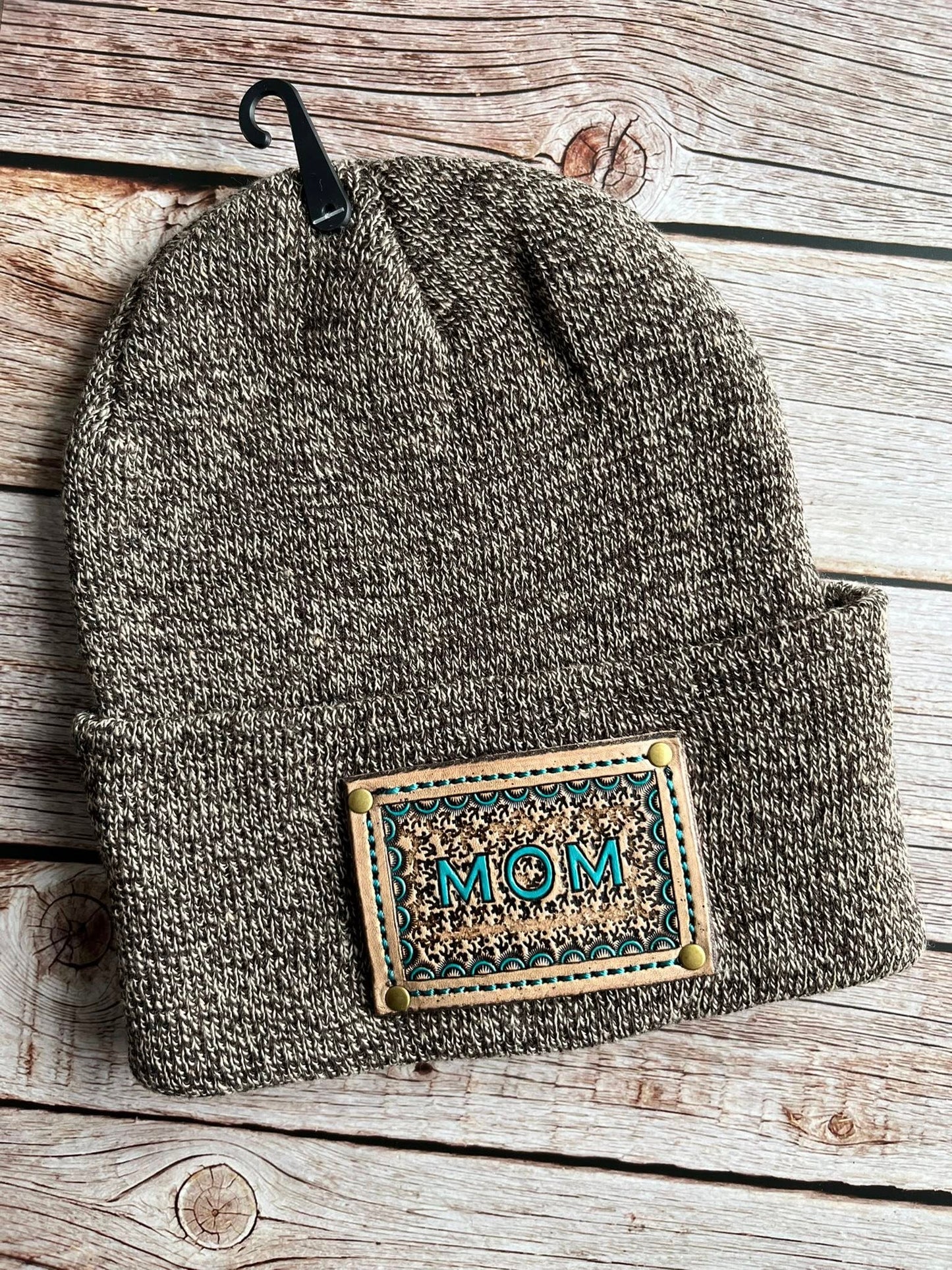 HAND TOOLED LEATHER PATCH BEANIE | MULTIPLE OPTIONS