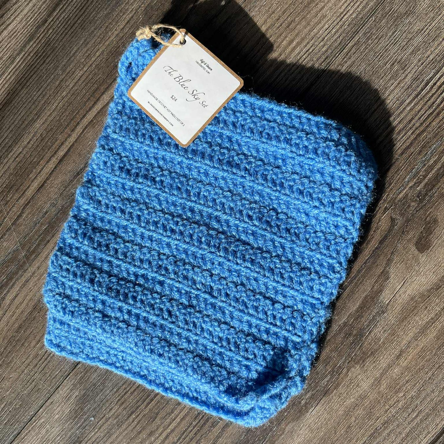 CROCHET POT HOLDERS | BLUE SKY SET OF 2