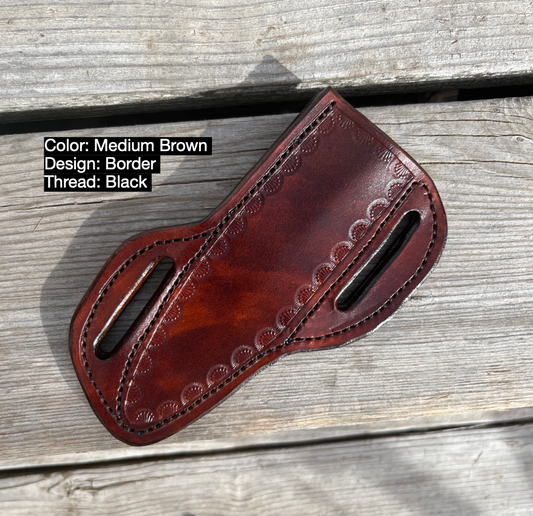LEATHER PANCAKE KNIFE SHEATH - LARGE FIXED BLADE | CUSTOM ORDER