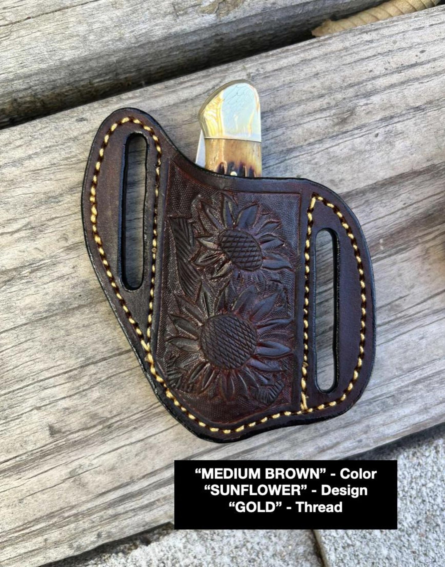 LEATHER PANCAKE KNIFE SHEATH - SMALL FOLDED KNIFE | CUSTOM ORDER