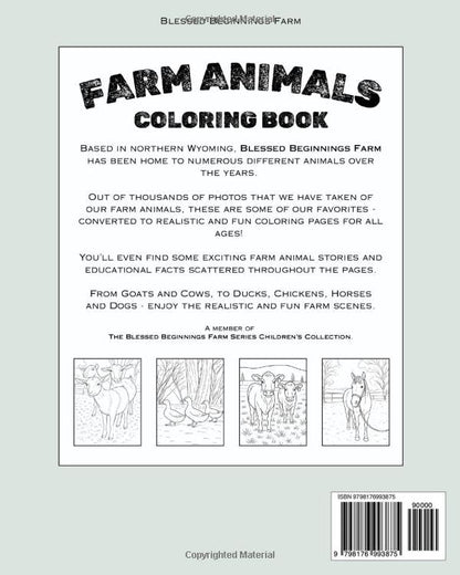FARM ANIMALS COLORING BOOK  - WITH EDUCATIONAL FARM FACTS (ALL AGES)