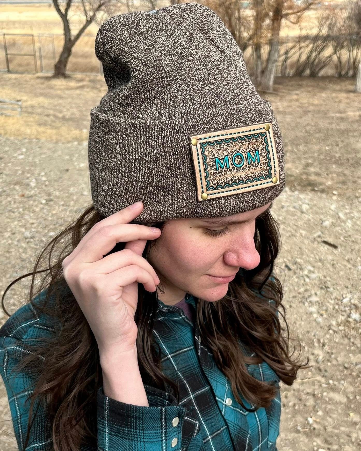 HAND TOOLED LEATHER PATCH BEANIE | MULTIPLE OPTIONS