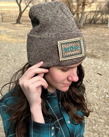 HAND TOOLED LEATHER PATCH BEANIE | MULTIPLE OPTIONS