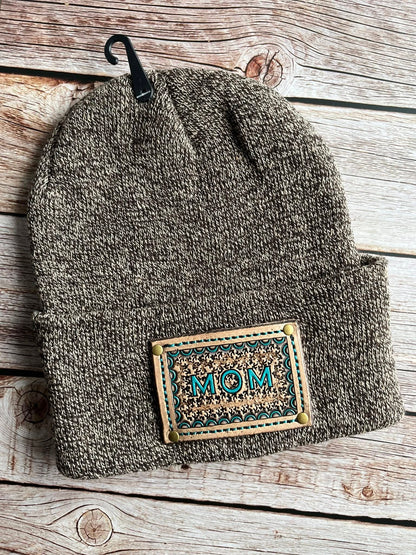 HAND TOOLED LEATHER PATCH BEANIE | MULTIPLE OPTIONS