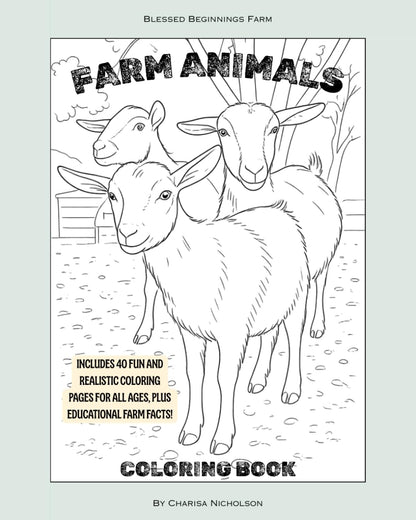 FARM ANIMALS COLORING BOOK  - WITH EDUCATIONAL FARM FACTS (ALL AGES)