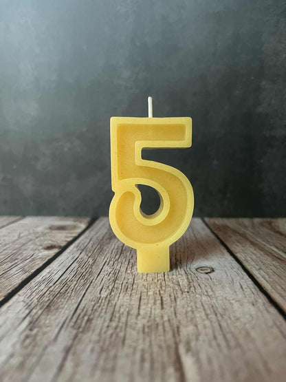 NATURAL BEESWAX BIRTHDAY CANDLES | NUMBERS 0-9