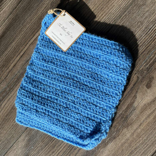 CROCHET POT HOLDERS | BLUE SKY SET OF 2