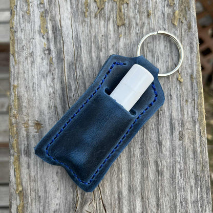 LEATHER KEYRING CHAPSTICK HOLDER
