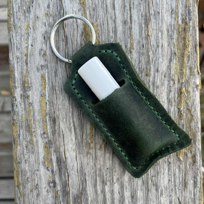 LEATHER KEYRING CHAPSTICK HOLDER