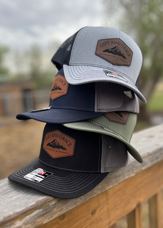 GIFT AND GRACE | LEATHER PATCH LOGO HAT