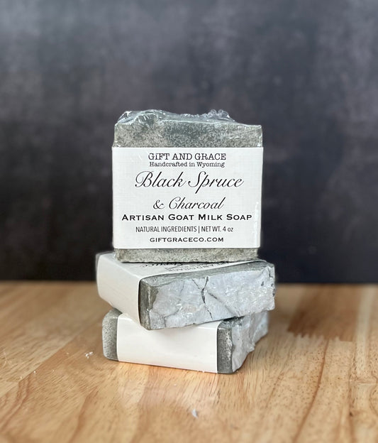 BLACK SPRUCE + CHARCOAL | GOAT MILK SOAP