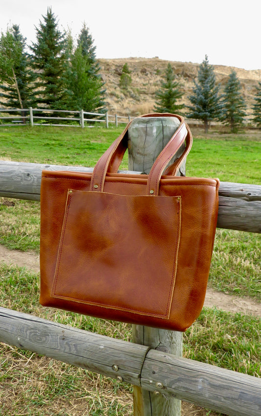LIGHT BROWN | LEATHER TOTE BAG - LARGE