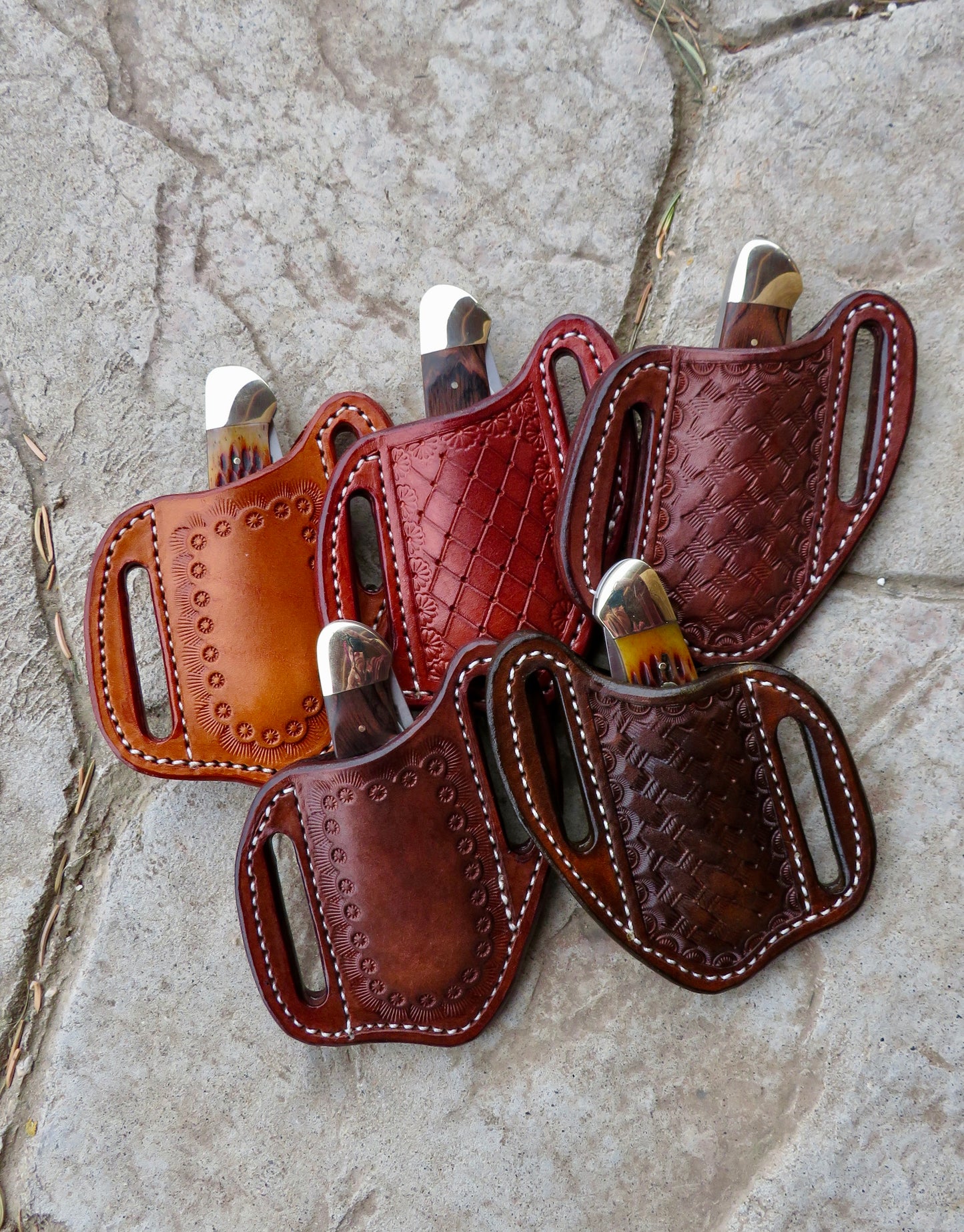 LEATHER PANCAKE KNIFE SHEATH - SMALL FOLDED KNIFE | CUSTOM ORDER