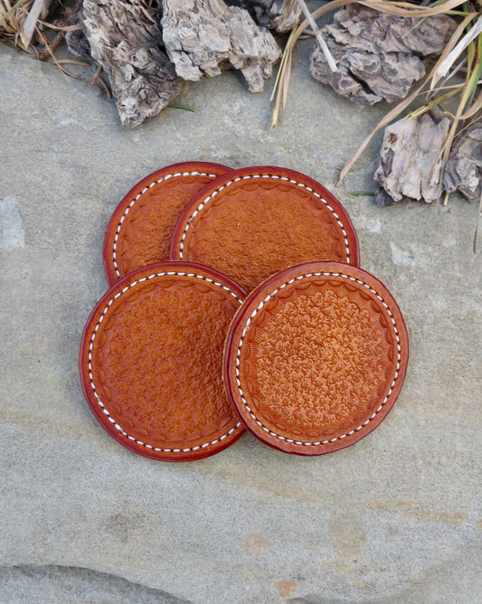 LEATHER COASTER SET | TEXTURED