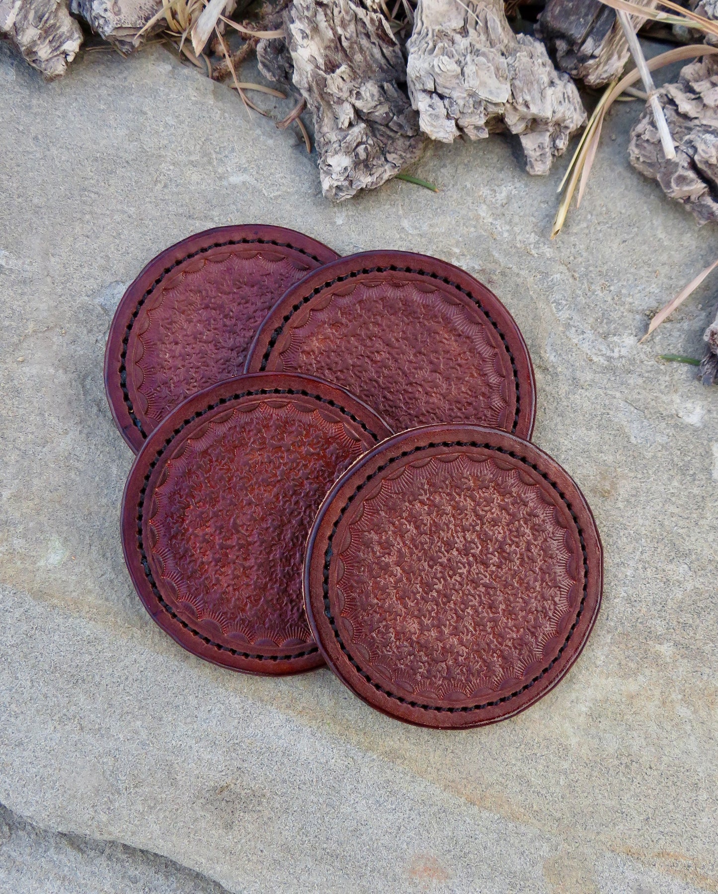 LEATHER COASTER SET | TEXTURED
