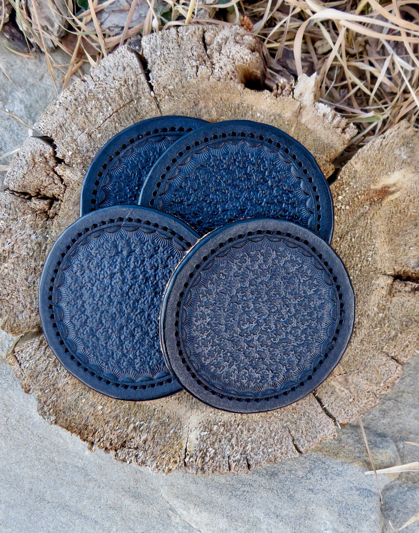 LEATHER COASTER SET | TEXTURED