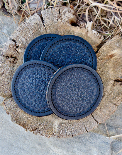 LEATHER COASTER SET | TEXTURED