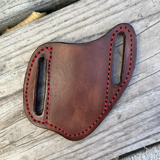 LEATHER KNIFE SHEATH | BASIC W/RED STITCHING
