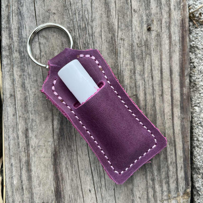 LEATHER KEYRING CHAPSTICK HOLDER