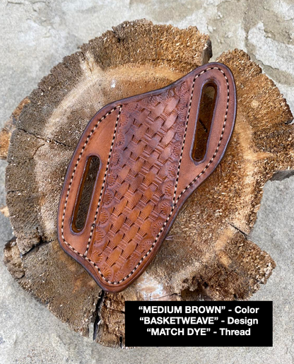 LEATHER PANCAKE KNIFE SHEATH - SMALL FIXED BLADE | CUSTOM ORDER