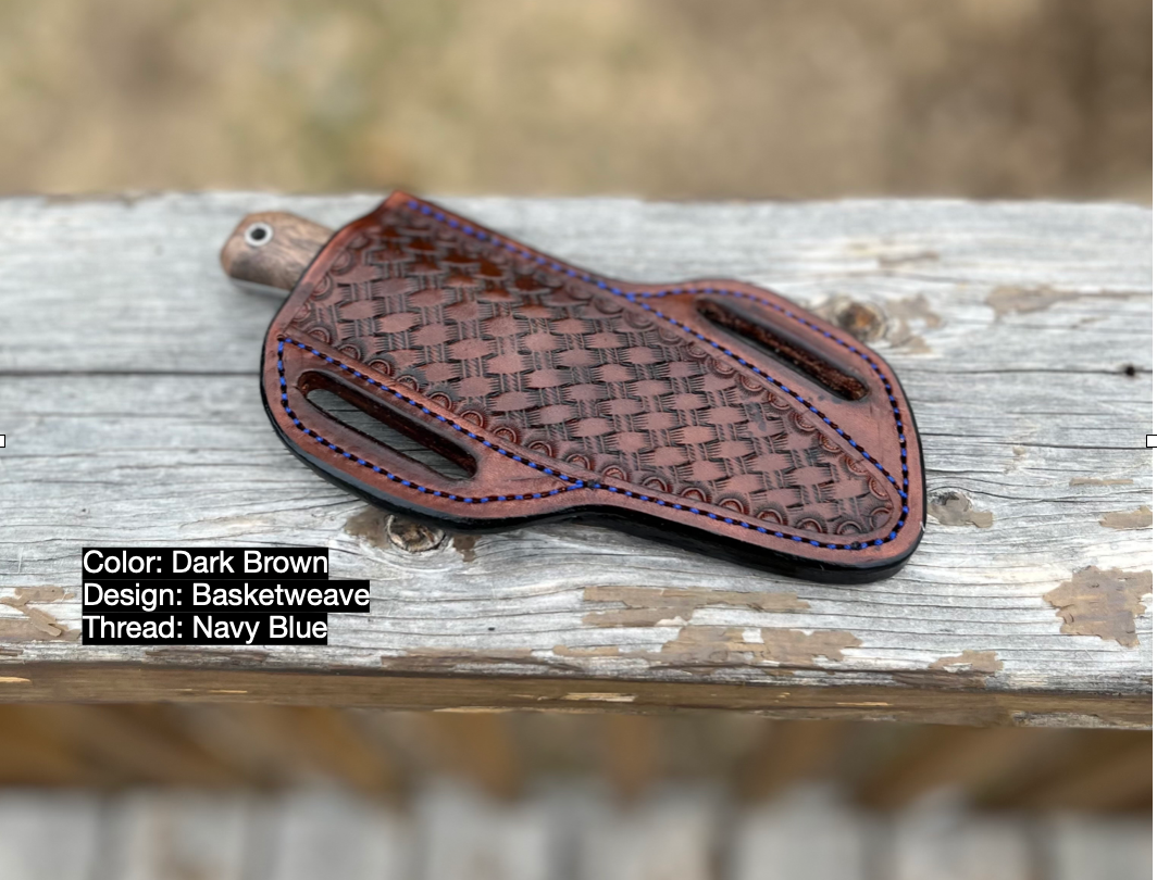 LEATHER PANCAKE KNIFE SHEATH - LARGE FIXED BLADE | CUSTOM ORDER