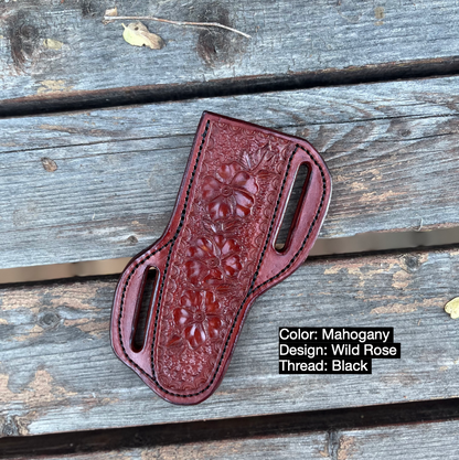 LEATHER PANCAKE KNIFE SHEATH - LARGE FIXED BLADE | CUSTOM ORDER