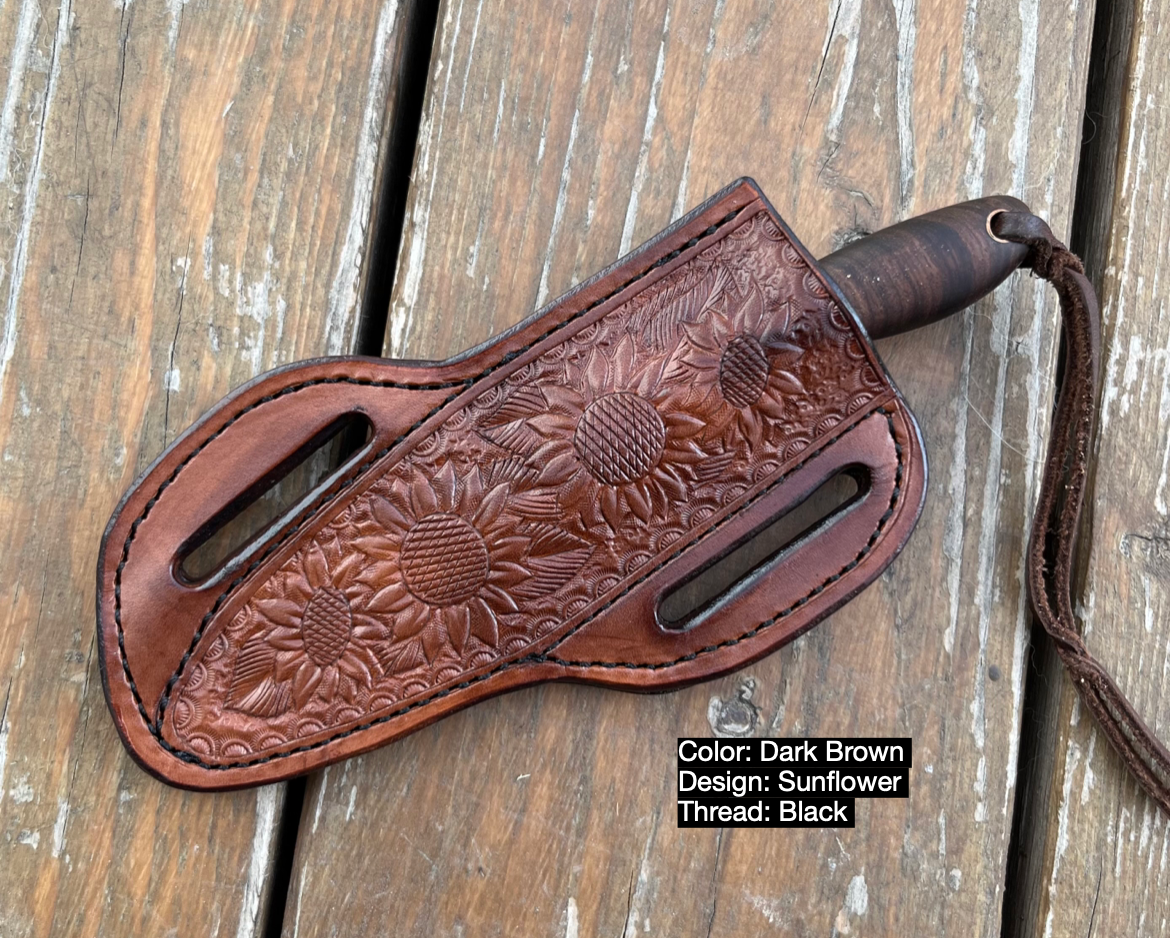 LEATHER PANCAKE KNIFE SHEATH - LARGE FIXED BLADE | CUSTOM ORDER