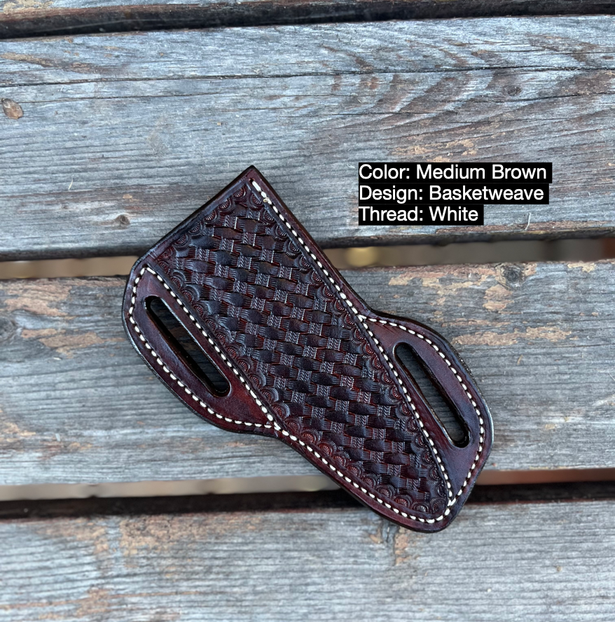 LEATHER PANCAKE KNIFE SHEATH - LARGE FIXED BLADE | CUSTOM ORDER