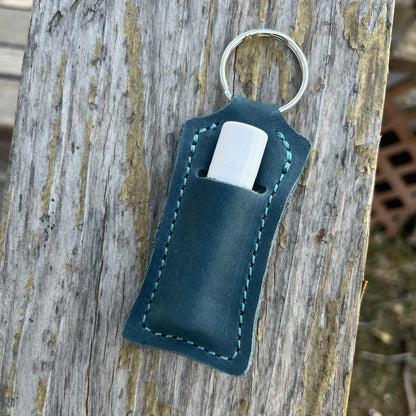 LEATHER KEYRING CHAPSTICK HOLDER