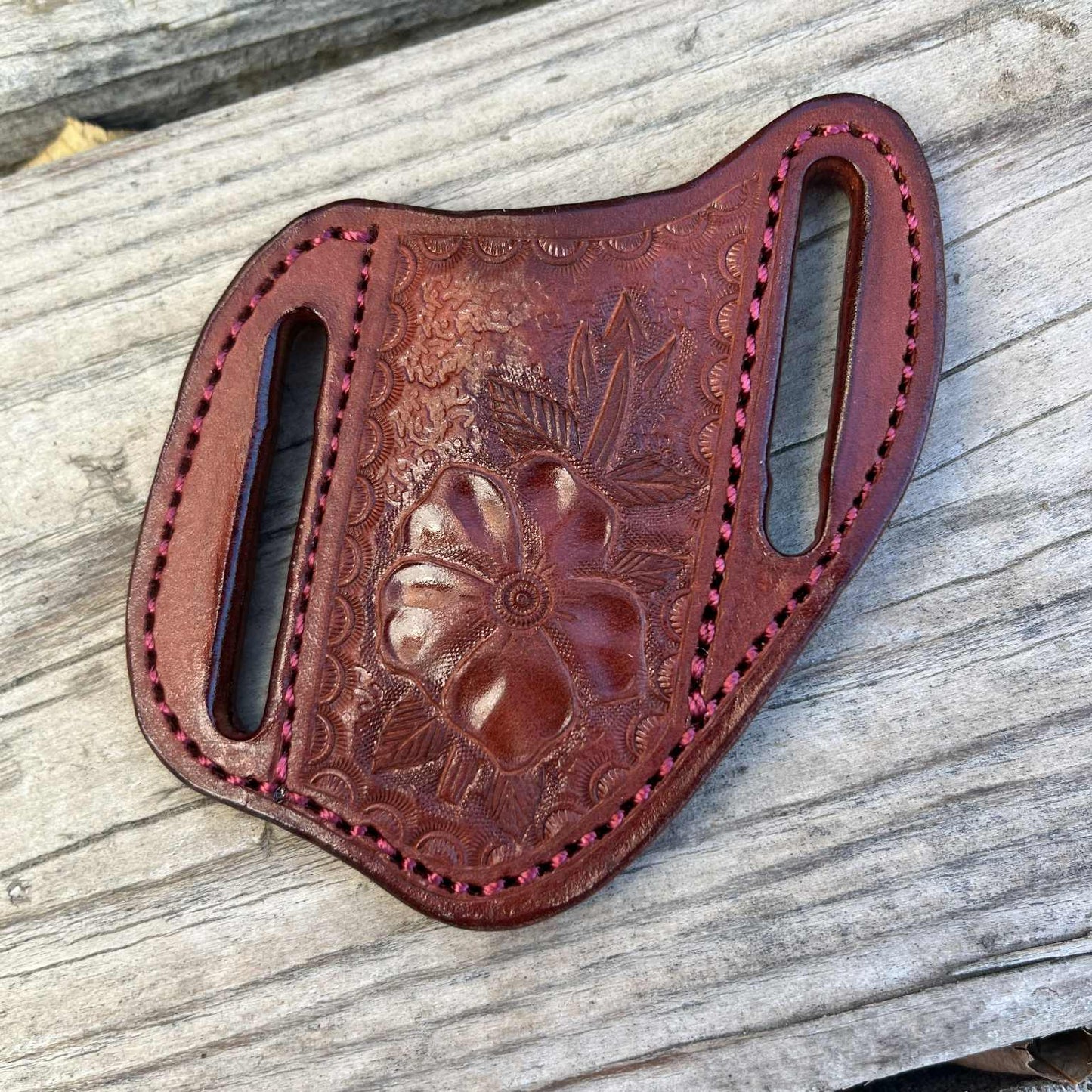 LEATHER KNIFE SHEATH - WILD ROSE