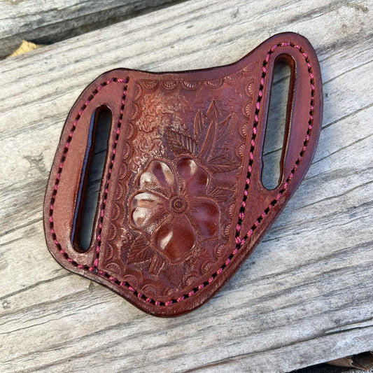 LEATHER KNIFE SHEATH - WILD ROSE