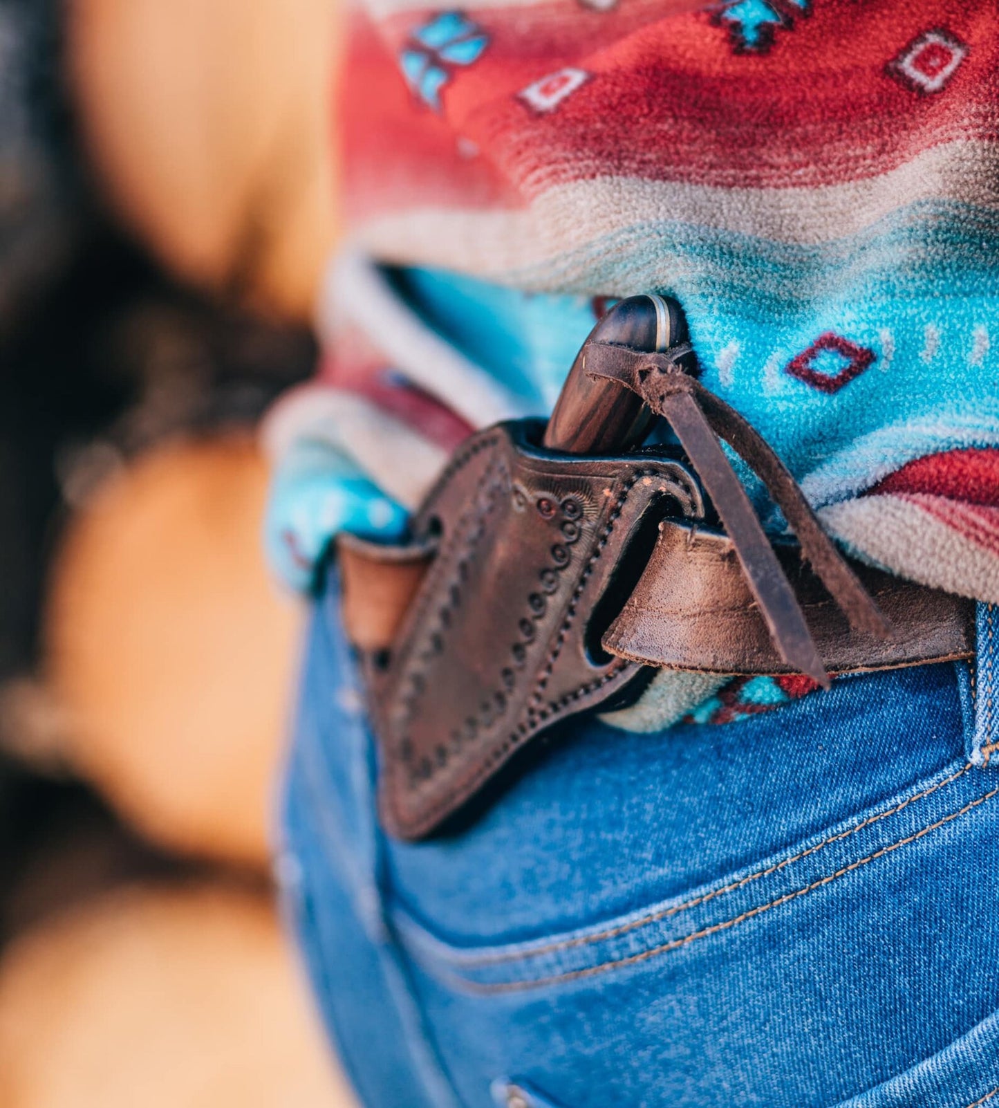 LEATHER PANCAKE KNIFE SHEATH - SMALL FIXED BLADE | CUSTOM ORDER