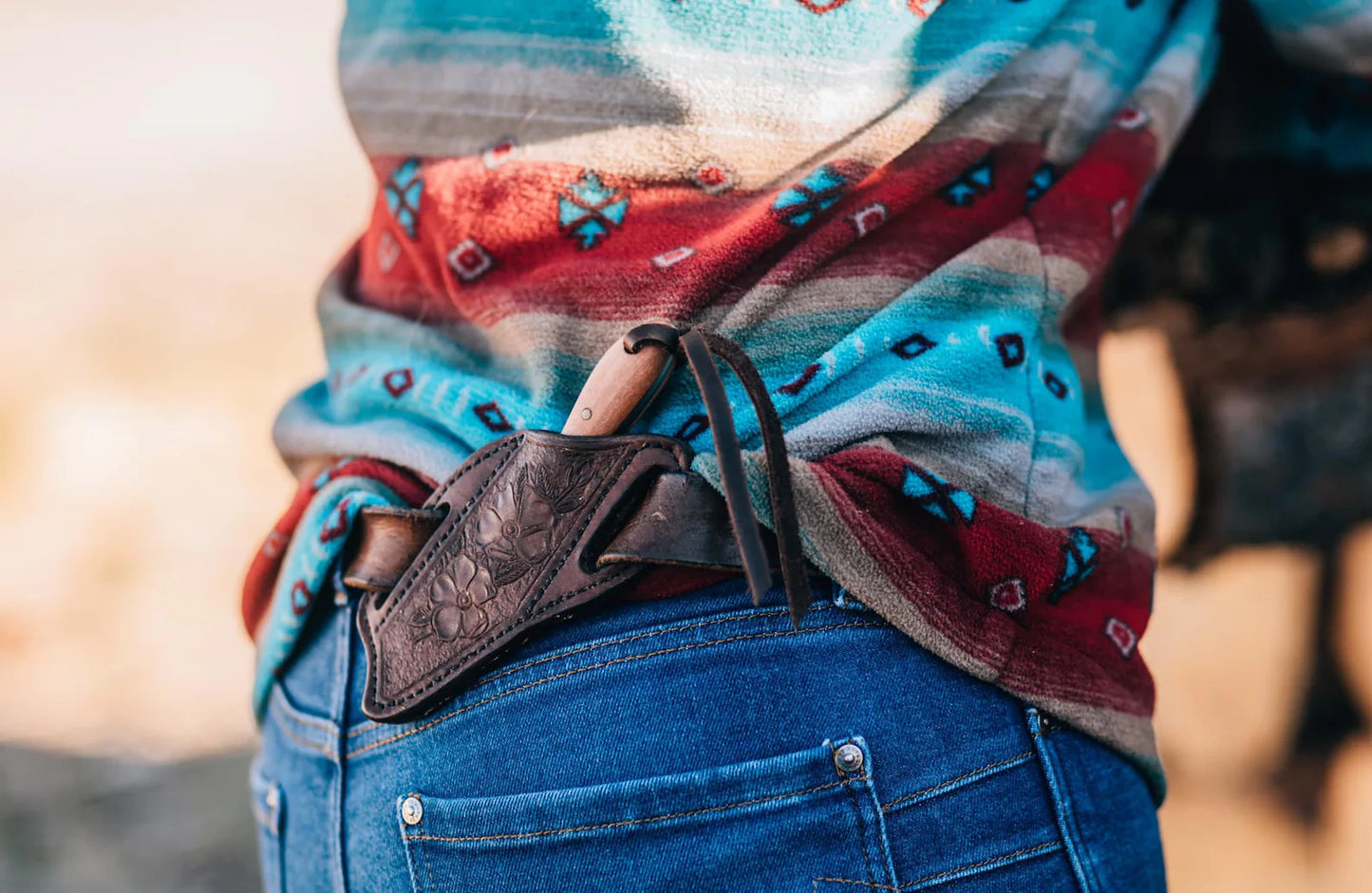 LEATHER PANCAKE KNIFE SHEATH - SMALL FIXED BLADE | CUSTOM ORDER