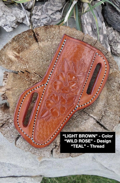 LEATHER PANCAKE KNIFE SHEATH - LARGE FIXED BLADE | CUSTOM ORDER