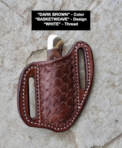 LEATHER PANCAKE KNIFE SHEATH - SMALL FOLDED KNIFE | CUSTOM ORDER