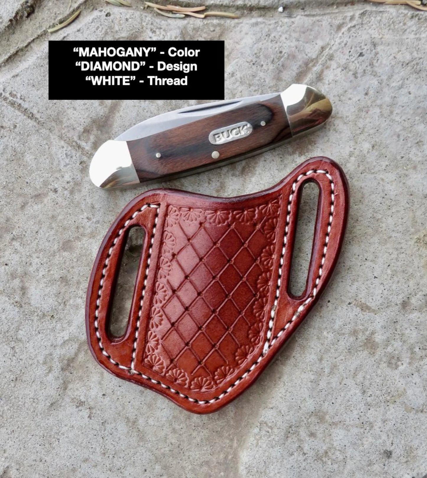 LEATHER PANCAKE KNIFE SHEATH - SMALL FOLDED KNIFE | CUSTOM ORDER