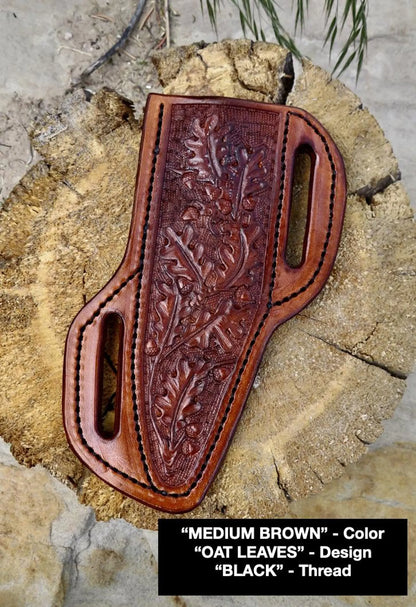 LEATHER PANCAKE KNIFE SHEATH - LARGE FIXED BLADE | CUSTOM ORDER