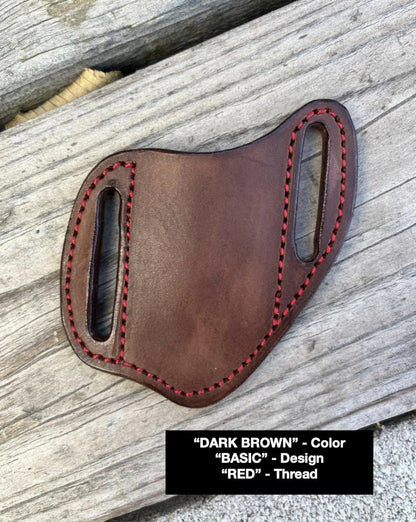 LEATHER PANCAKE KNIFE SHEATH - SMALL FOLDED KNIFE | CUSTOM ORDER
