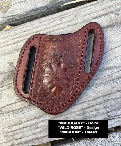 LEATHER PANCAKE KNIFE SHEATH - SMALL FOLDED KNIFE | CUSTOM ORDER