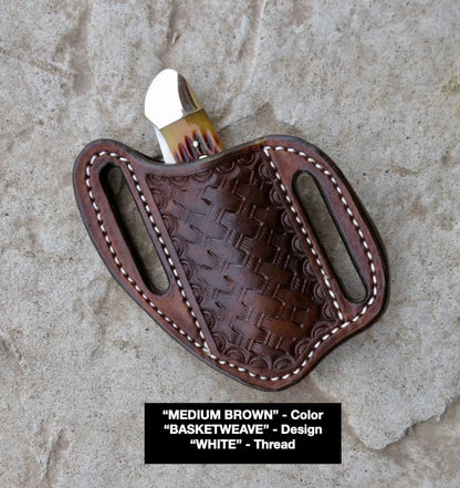 LEATHER PANCAKE KNIFE SHEATH - SMALL FOLDED KNIFE | CUSTOM ORDER