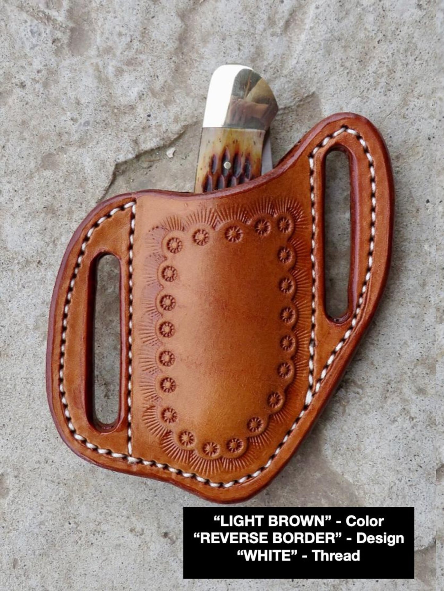 LEATHER PANCAKE KNIFE SHEATH - SMALL FOLDED KNIFE | CUSTOM ORDER